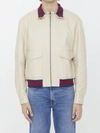 GUCCI BEIGE LEATHER BOMBER JACKET