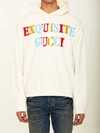 Gucci Hooded Sweatshirt With Unique Graphic Design And Bold Lettering In Cream