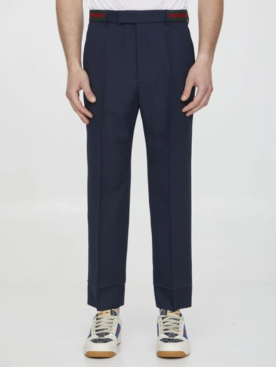 Gucci Fluid Drill Trousers In Blue