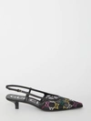 Gucci Gg Rhinestoned Mesh Slingback Pumps In Black