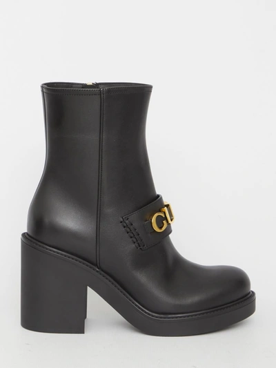 Gucci 90mm Cara Leather Boots In Black