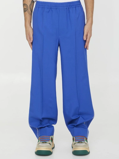 Gucci Mohair Wool Trousers In Blue