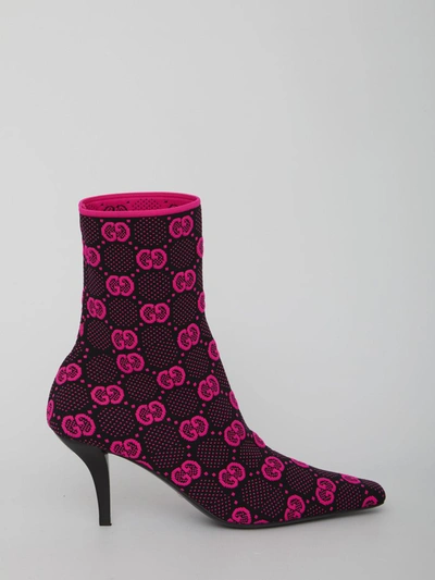Gucci Technical Gg Jersey Boots In Rosa