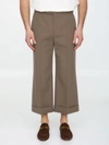Gucci Textured Gabardine Cropped Pant In Beige
