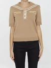 Gucci Poloshirt Aus Wolle Mit Horsebit In Beige