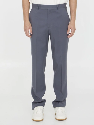Gucci Grey Wool Trousers In Blue