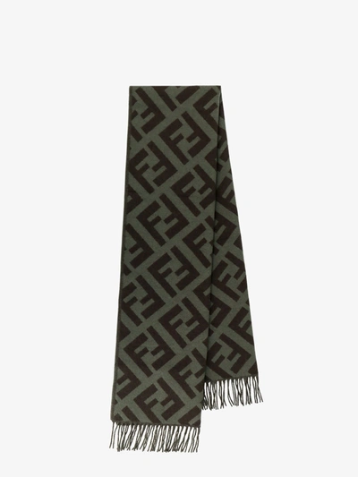 Fendi Cashmere Ff Logo Scarf In Green