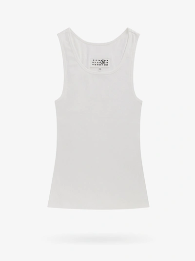 Mm6 Maison Margiela Ribbed Cotton Tank Top In White