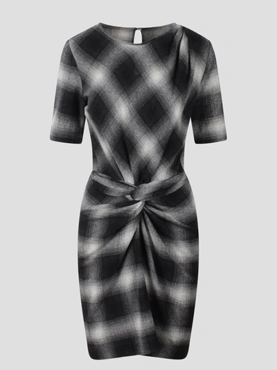 Isabel Marant Étoile Lacing Checked Dress In Black