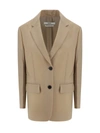 Prada Rope-coloured Single-breasted Jacket In Wool And Mohair In Neutral