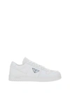 Prada Downtown Leather Low-top Sneakers In Bianco
