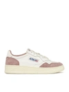 AUTRY MEDALIST LOW SNEAKERS IN WHITE GOAT LEATHER AND PINK SUEDE