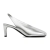 Jil Sander Metallic-finish Square Toe Leather Pumps In Grey