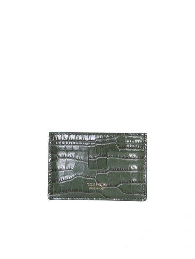 Tom Ford T Line Classic Card Holder In Green