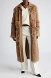 Totême Curly Shearling Lamb Long Coat In Biscuit