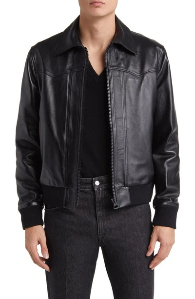 Blk Dnm Slim Fit Leather Jacket In Black