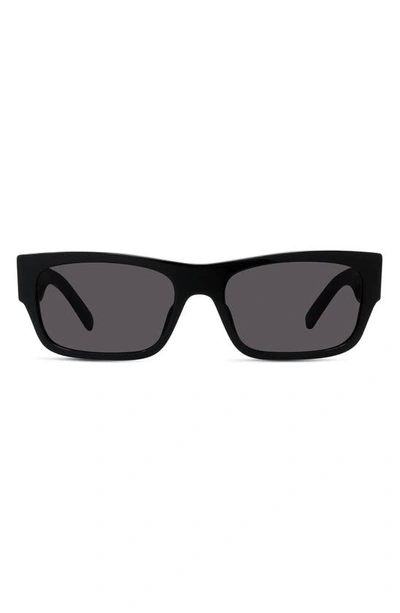 Givenchy Women's 4g 56mm Rectangular Sunglasses In Black Smoke
