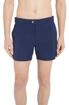 Tom Ford Logo-buckle Compact-poplin Swim Shorts In Blue