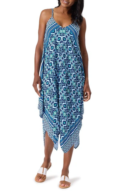 Tommy Bahama Ikat Engineered Scarf Beach/coverup Dress In Beaming Blue