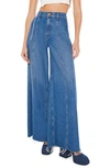 MOTHER THE LUNCH LINE SNEAK HIGH WAIST FRAYED HEM WIDE LEG JEANS