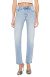 Mother The Smarty Pants Skimp High Waist Straight Leg Jeans In Blue