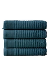 Woven & Weft 4-pack Rib Texture Towels In Blue