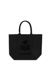 Isabel Marant Black Tote Bag With Tonal Logo Print At The Front In Cotton Woman In Black