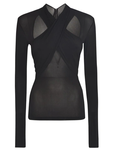 Isabel Marant Cut-out Detailed Crossover Neck Top In Black