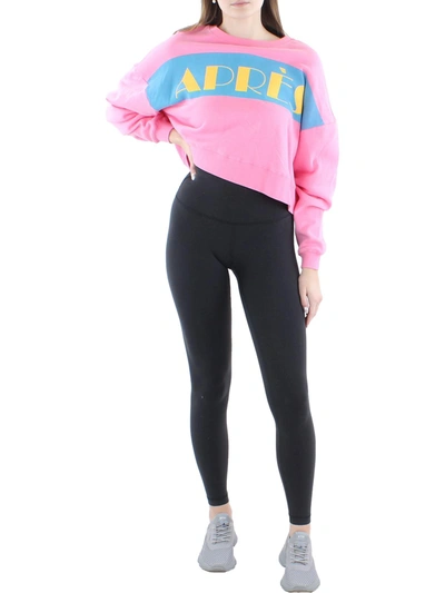 Chaser Womens Graphic Crew Neck Sweatshirt In Pink