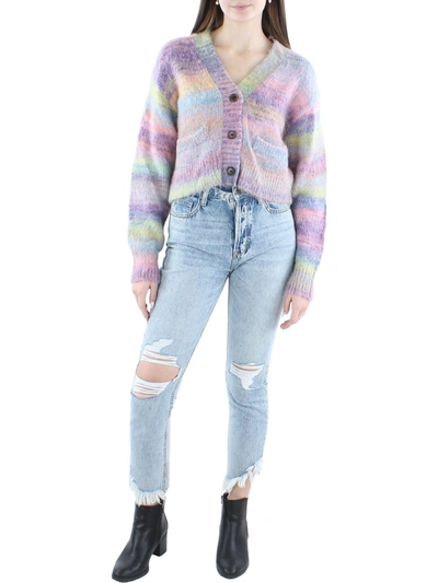 Re/done Womens Mohair Blend Button-down Cardigan Sweater In Multi