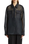Khaite Missa Oversize Sheer Silk Georgette Button-up Shirt In Black