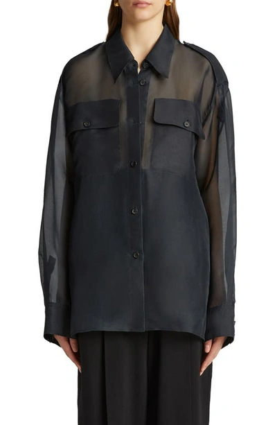 Khaite Missa Silk Organza Shirt In Black