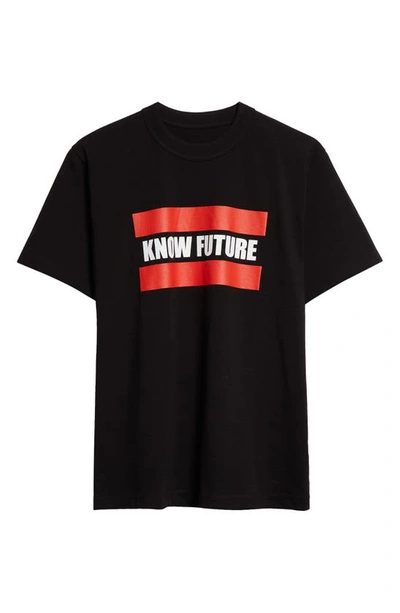 Sacai Know Future Cotton Graphic T-shirt In Black