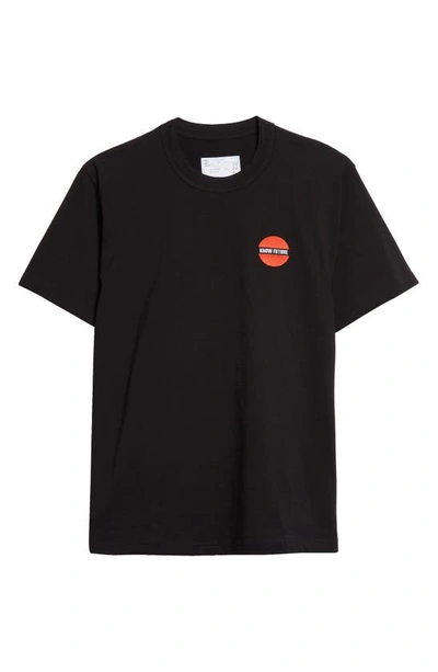 Sacai Know Future Embroidered Cotton T-shirt In Black