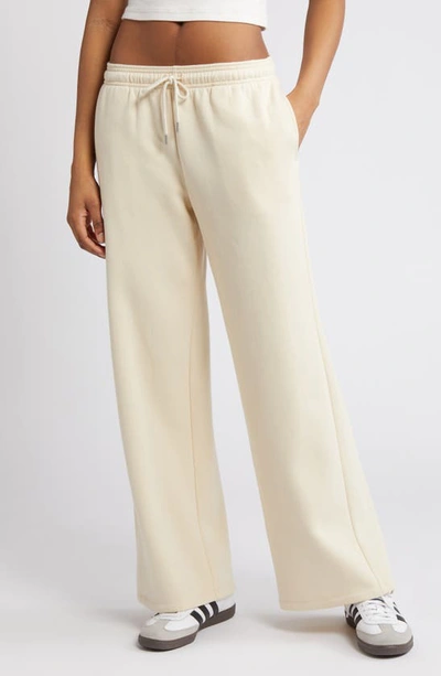 Bp. Wide Leg Fleece Trousers In Beige Angora