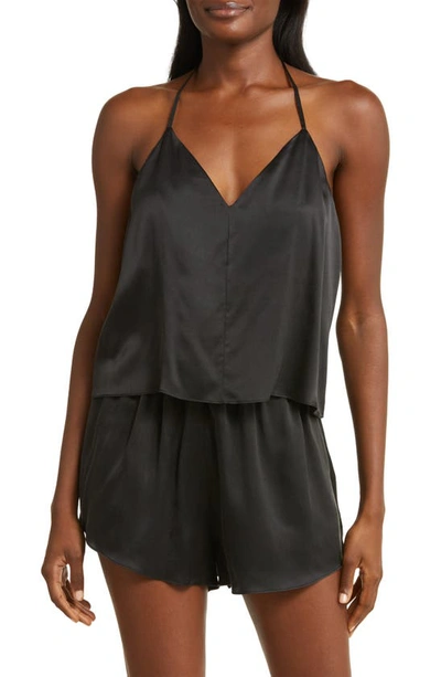 Lunya Halter Washable Silk Pajamas In Immersed Black