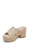 Dolce Vita Eldora Espadrille Platform Slide Sandal In Natural,white Raffia