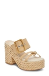 Dolce Vita Edwina Raffia Platform Slide Sandal In Lt Natural Raffia