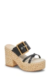 Dolce Vita Edwina Raffia Platform Slide Sandal In Onyx Raffia