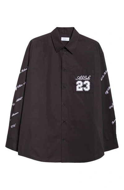 Off-white Logo 23 Cotton Overshirt In Black,white