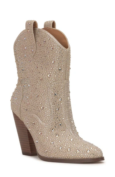 Jessica Simpson Women's Cissely Pull-on Embellished Cowboy Booties In Champagne Microsuede