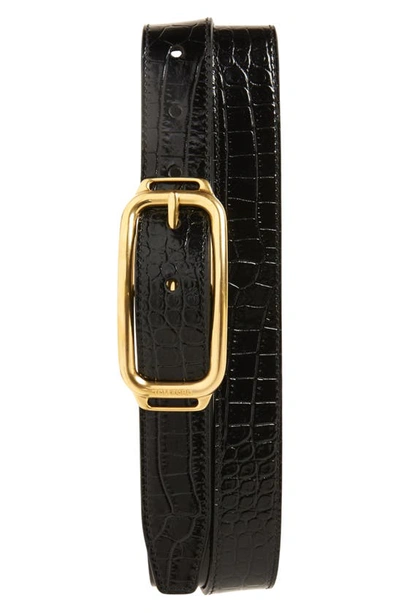 Tom Ford Stadium Buckle Belt In Black