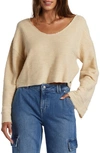 ROXY MADE FOR YOU BELL SLEEVE COTTON BLEND TERRY SWEATER