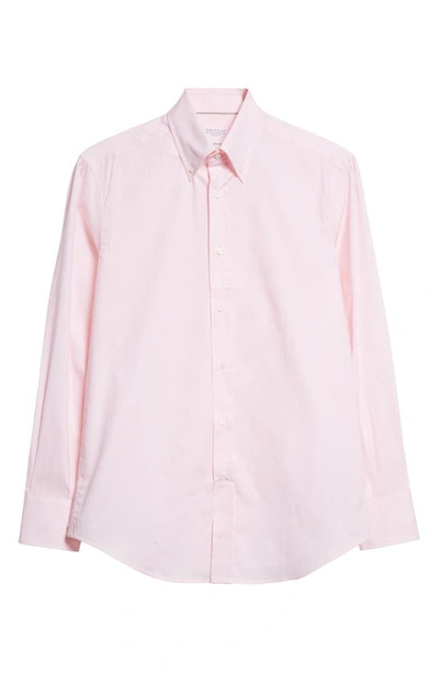 Brunello Cucinelli Classic Fit Cotton Twill Button-down Shirt In C225 Fenicottero