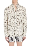 Tom Ford Linear Floral Print Fluid Fit Leisure Shirt In White