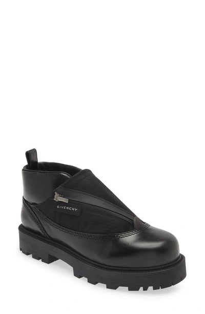 Givenchy Leather Workboot Slip On Sneakers With Chunky Sole In Black