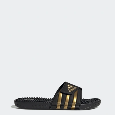 Adidas Originals Adidas Adissage Slide Sandals In Core Black/gold Metallic/core Black