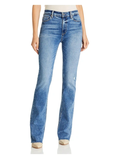 Paige Laurel Canyon Womens High Rise Faded Bootcut Jeans In Blue