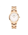 Daniel Wellington White Dial Rose Gold-tone Or Silver-tone Link Bracelet Watch, 28mm-32mm In Multi