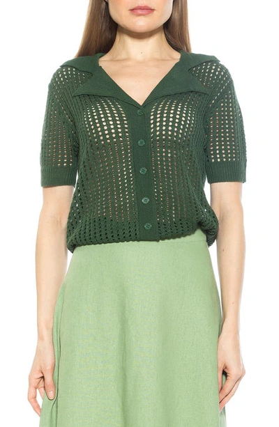 ALEXIA ADMOR JOSI CROCHET BUTTON-UP TOP